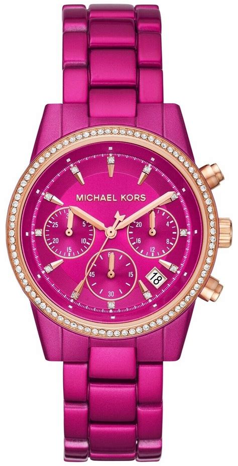 michael kors rose gold watch with pink face|michael kors ritz chronograph.